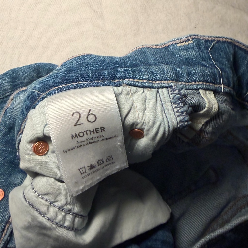 MOTHER Light Blue Straight Leg Jeans - Picture 4 of 7